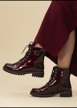 Load image into Gallery viewer, Parlour Burgundy Patent Ankle Boot
