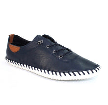 Load image into Gallery viewer, St. Ives Blue Leather Plimsoll
