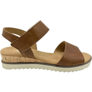 Gabor Wide Fit Raynor Leather Wedge Sandals, Camel