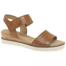 Load image into Gallery viewer, Gabor Wide Fit Raynor Leather Wedge Sandals, Camel
